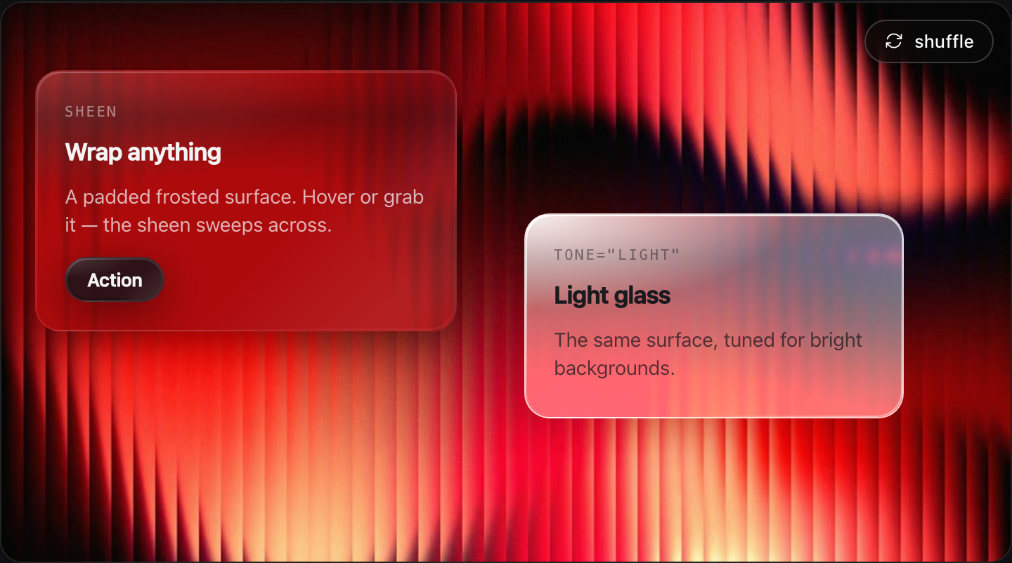Glacé glass cards refracting a gradient